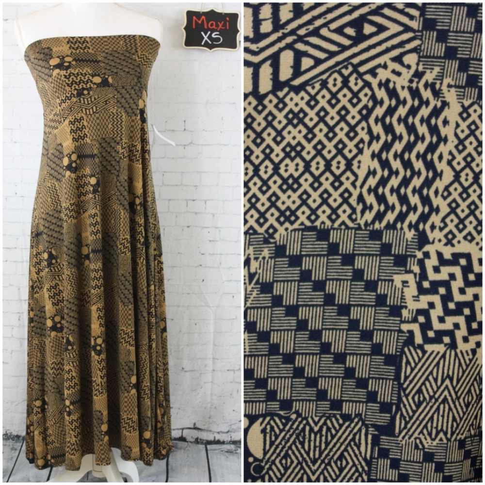Lularoe Maxi Skirt Navy Blue Brown NEW XS